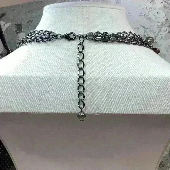 Vintatage AB Aurora Borealis Glass and Metal Mutli Strand Necklace - Picture 2 of 2